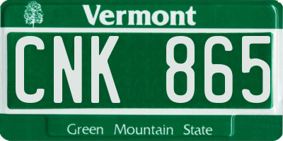VT license plate CNK865