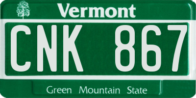 VT license plate CNK867