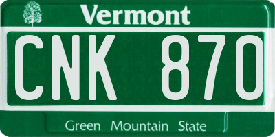 VT license plate CNK870