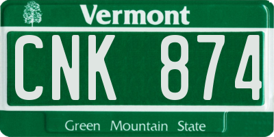 VT license plate CNK874