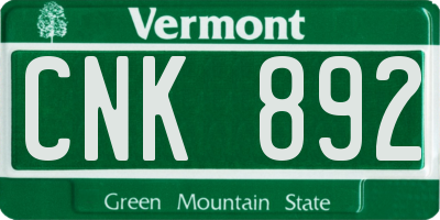 VT license plate CNK892