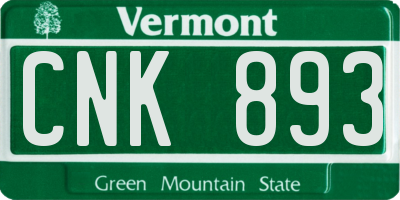 VT license plate CNK893
