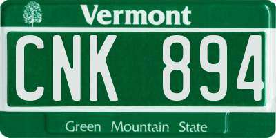 VT license plate CNK894