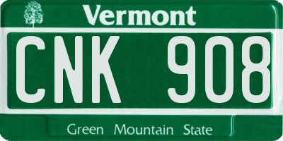 VT license plate CNK908