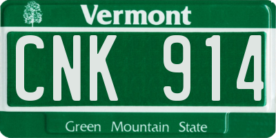 VT license plate CNK914