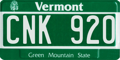VT license plate CNK920