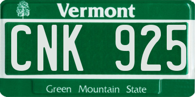 VT license plate CNK925