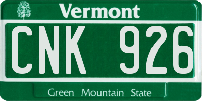 VT license plate CNK926