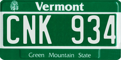 VT license plate CNK934