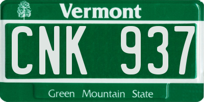 VT license plate CNK937