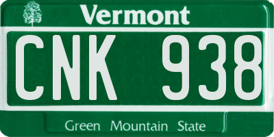 VT license plate CNK938