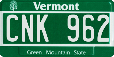 VT license plate CNK962
