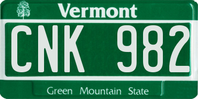 VT license plate CNK982