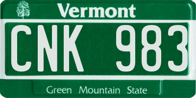 VT license plate CNK983
