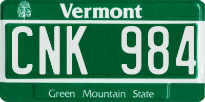 VT license plate CNK984