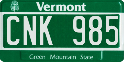 VT license plate CNK985