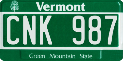VT license plate CNK987