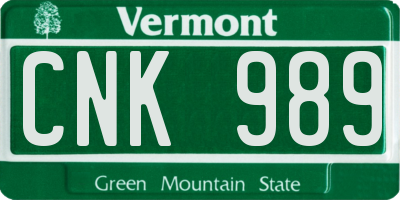 VT license plate CNK989