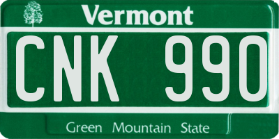 VT license plate CNK990