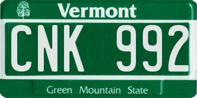 VT license plate CNK992