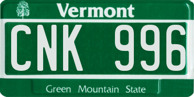 VT license plate CNK996