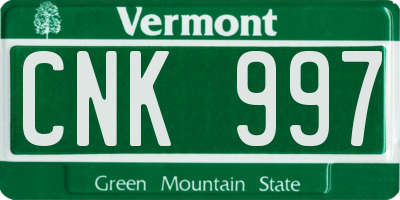 VT license plate CNK997