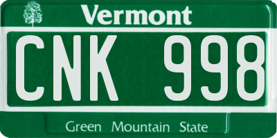 VT license plate CNK998