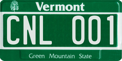 VT license plate CNL001