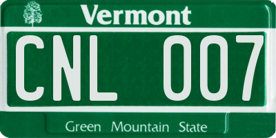 VT license plate CNL007