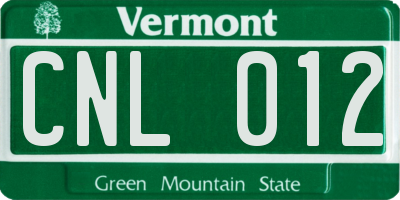 VT license plate CNL012