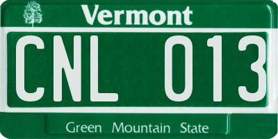 VT license plate CNL013