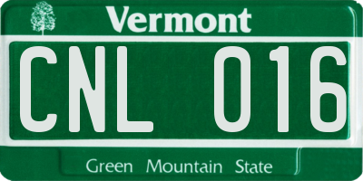 VT license plate CNL016