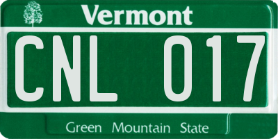 VT license plate CNL017