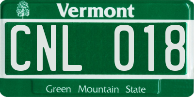 VT license plate CNL018