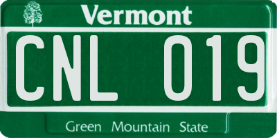 VT license plate CNL019