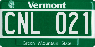 VT license plate CNL021