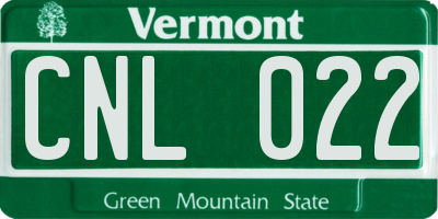 VT license plate CNL022