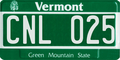 VT license plate CNL025