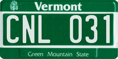 VT license plate CNL031