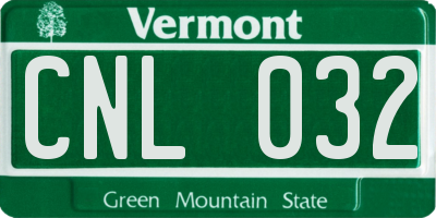 VT license plate CNL032