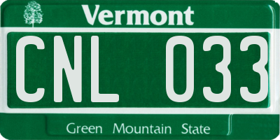 VT license plate CNL033