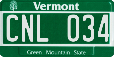 VT license plate CNL034