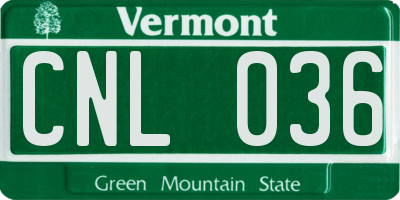 VT license plate CNL036