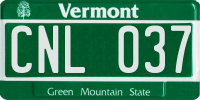 VT license plate CNL037