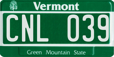 VT license plate CNL039