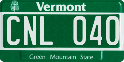 VT license plate CNL040