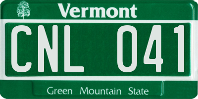 VT license plate CNL041