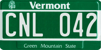 VT license plate CNL042