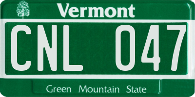 VT license plate CNL047