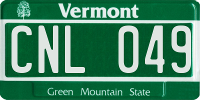 VT license plate CNL049